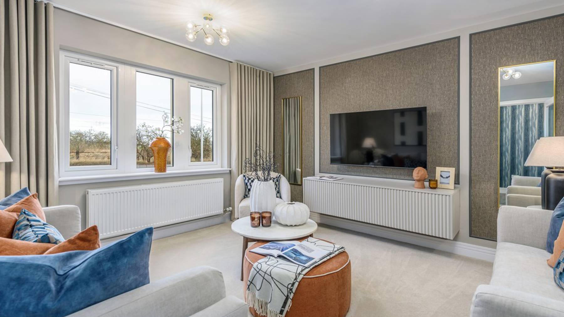 4 bedroom showhome | formal lounge with front-facing windows and elegant neutral décor