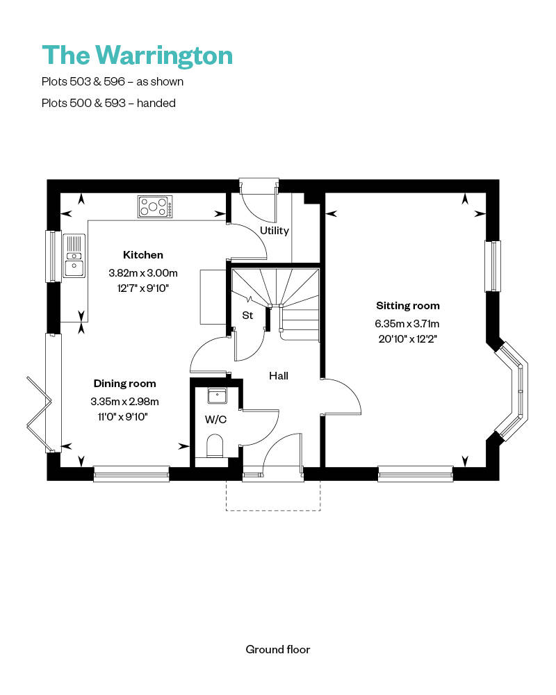 The Warrington Ground Floor floor plan at Nobel Park, Didcot, Oxfordshire