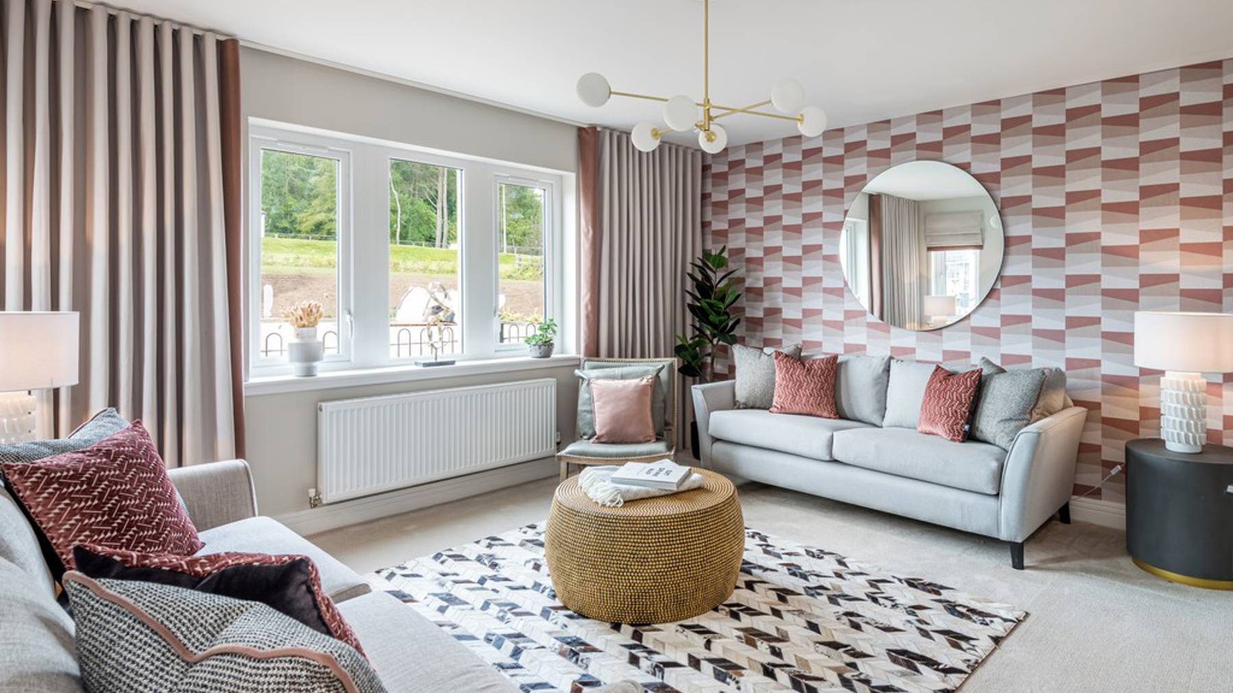 4 bedroom showhome | spacious formal lounge with large front-facing windows and elegant décor