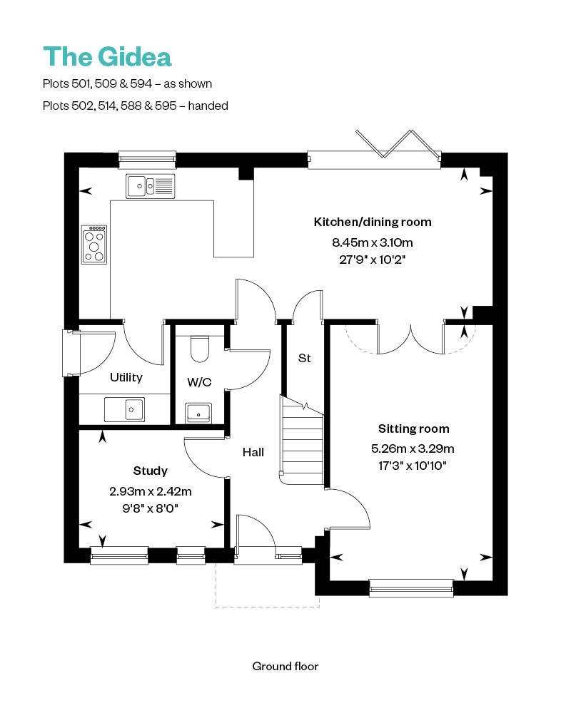 The Gidea Ground Floor floor plan at Nobel Park, Didcot, Oxfordshire