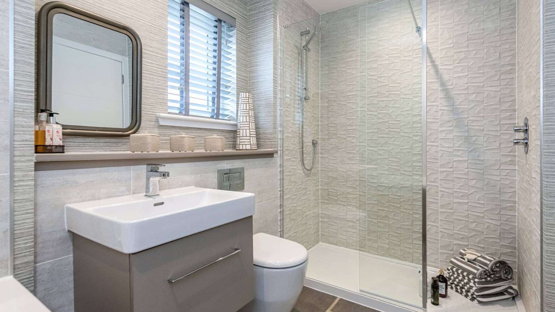 Bathroom with walk in shower 