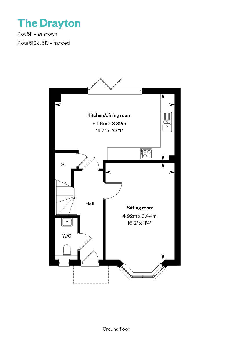 The Drayton Ground Floor floor plan at Nobel Park, Didcot, Oxfordshire