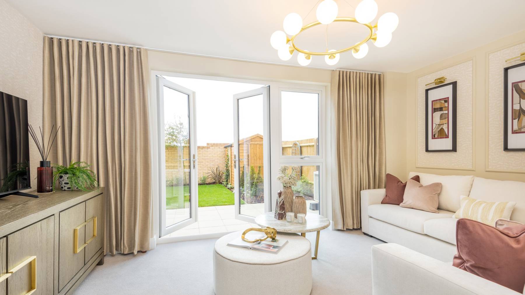 Living room of house for sale in Winchester. Kings Barton at The Green.