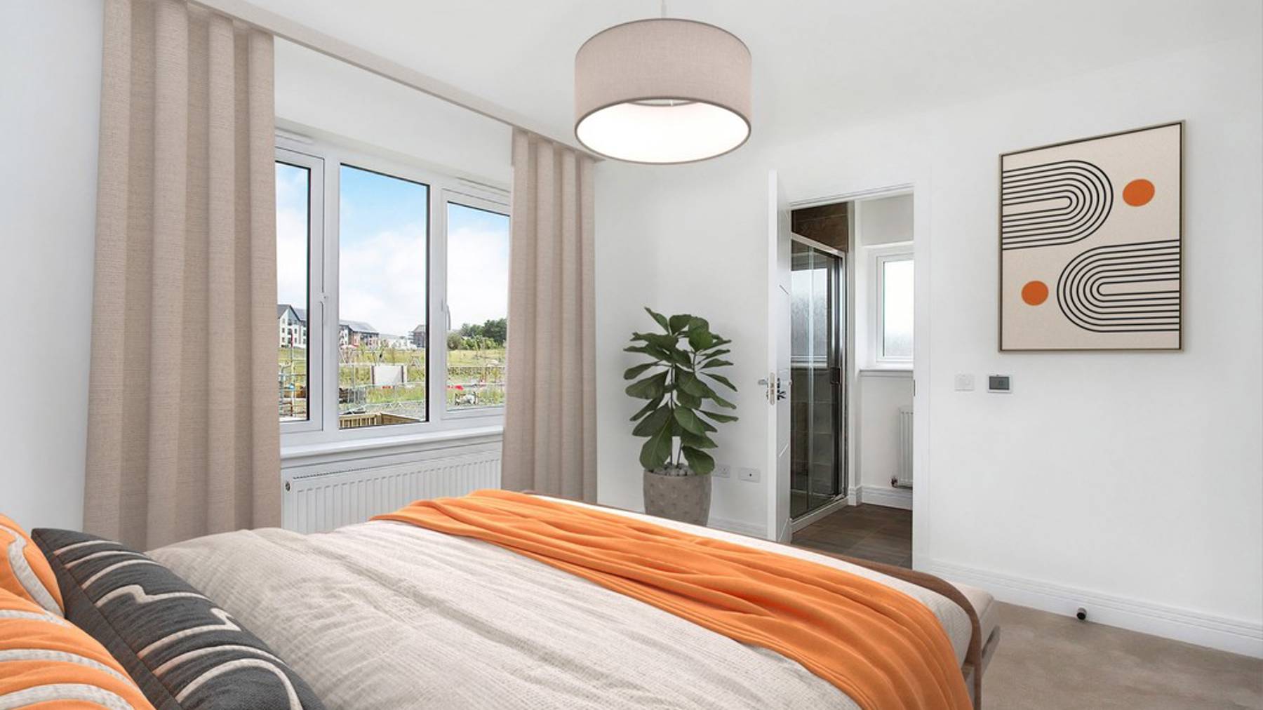 3 bedroom showhome | principal bedroom with en suite and fitted wardrobes