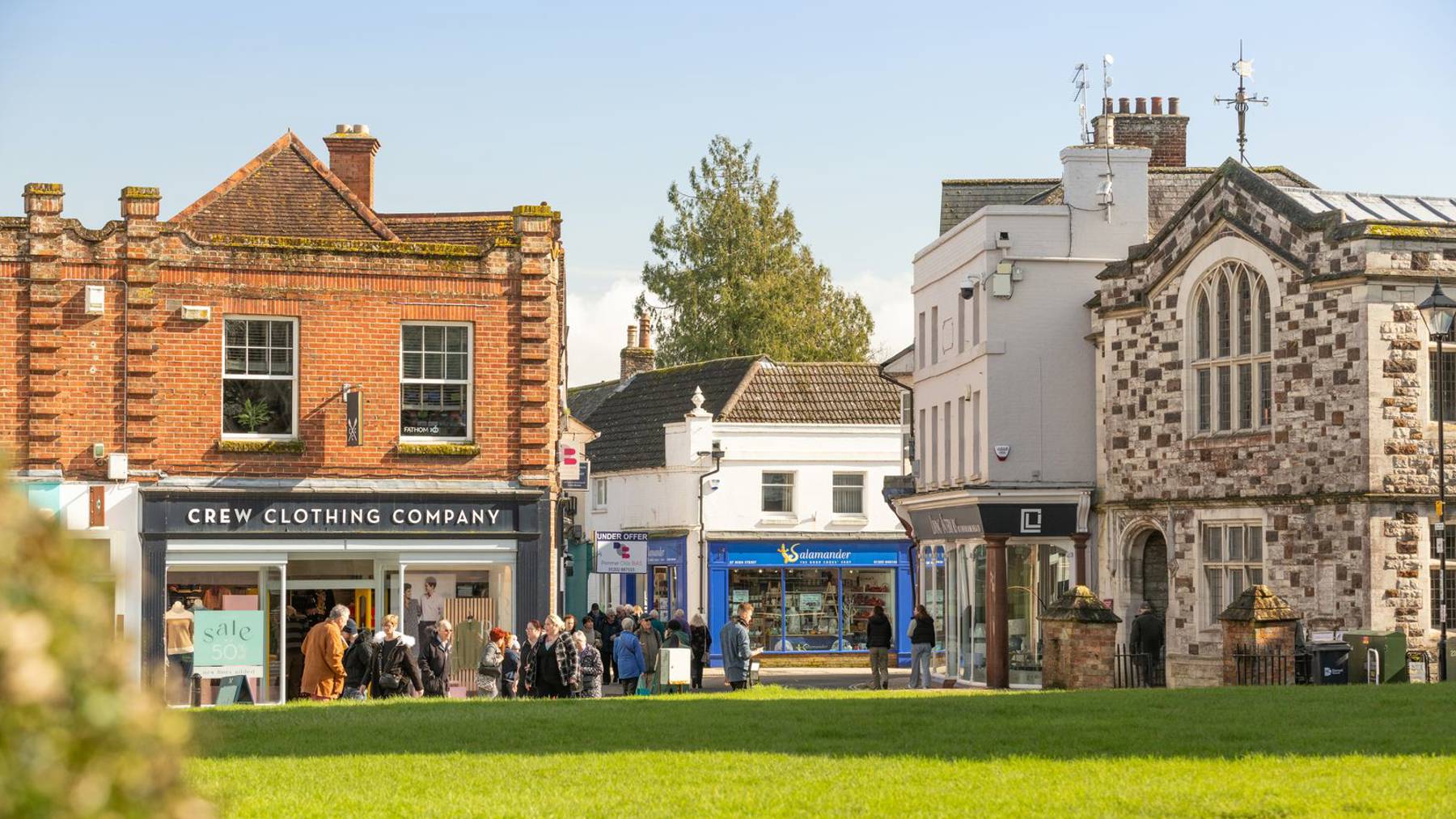 Local area photography of high street for new homes in Wimborne
