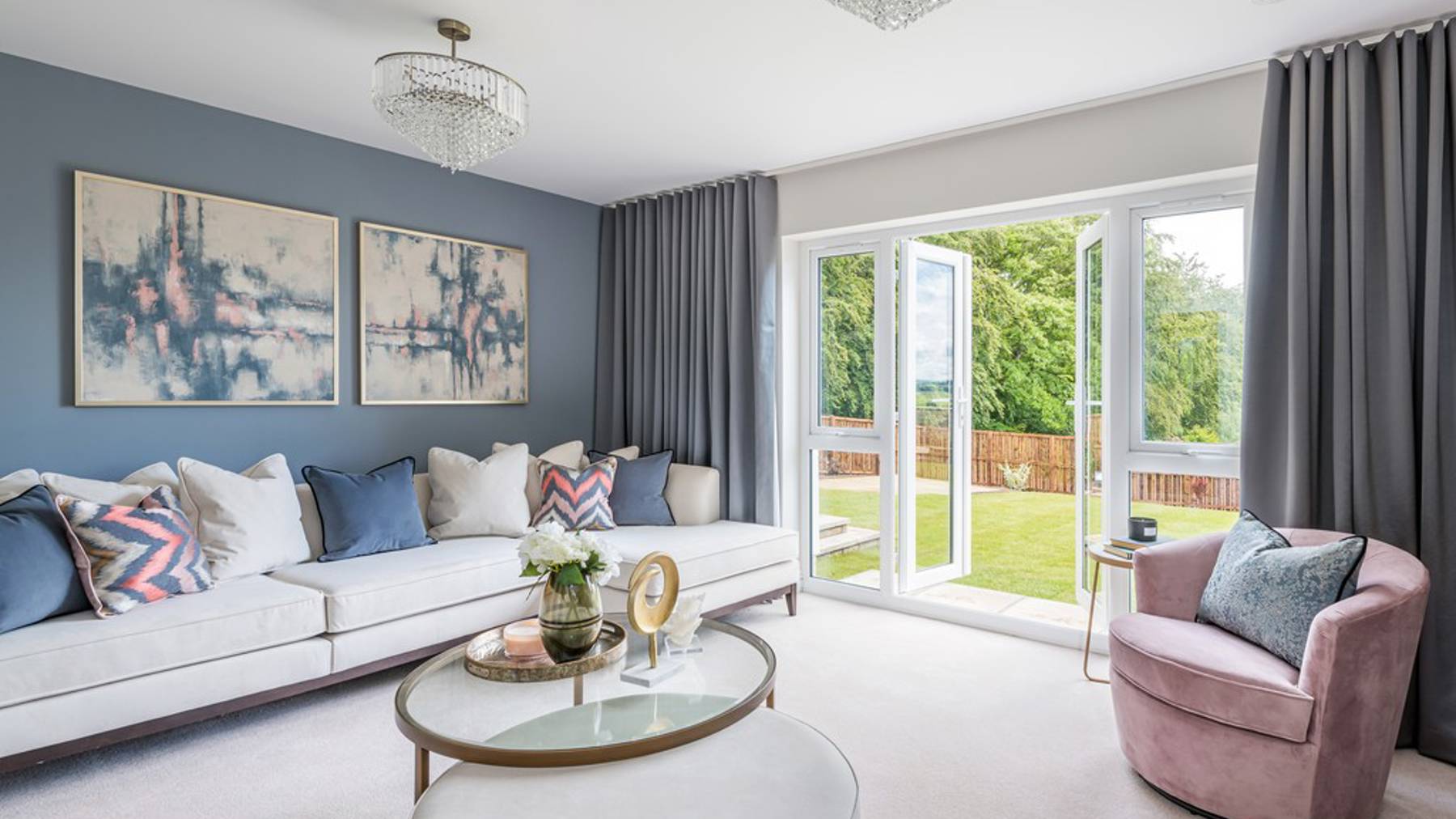 5 bedroom showhome | formal lounge with French doors to rear garden