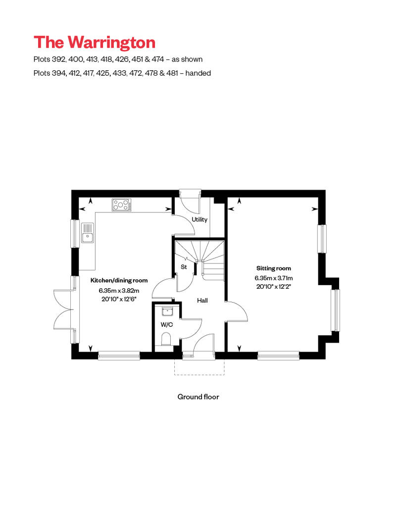 Warrington Ground Floor floorplan at Cross Trees Park, Shrivenham