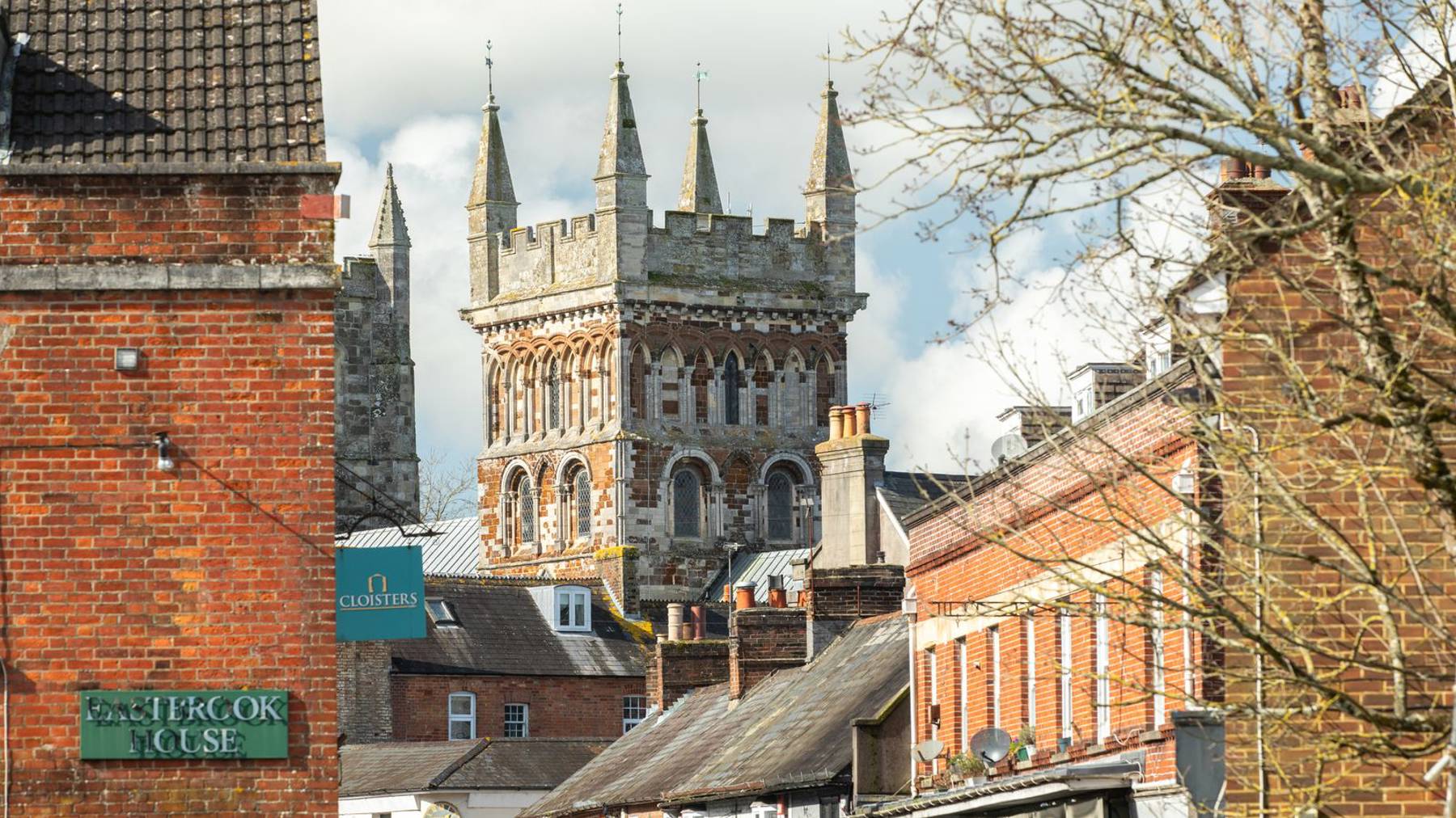 Local area photography of high street for new homes in Wimborne