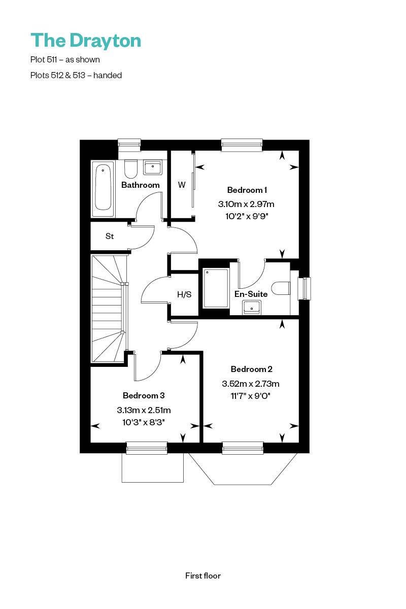 The Drayton First Floor floor plan at Nobel Park, Didcot, Oxfordshire