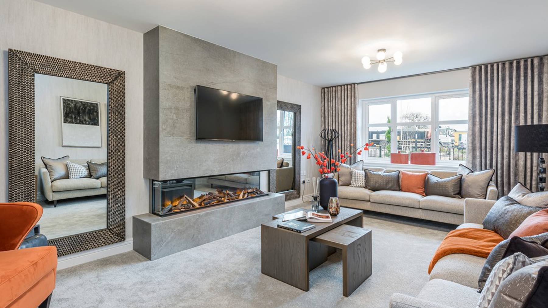 Darroch living room with fireplace 