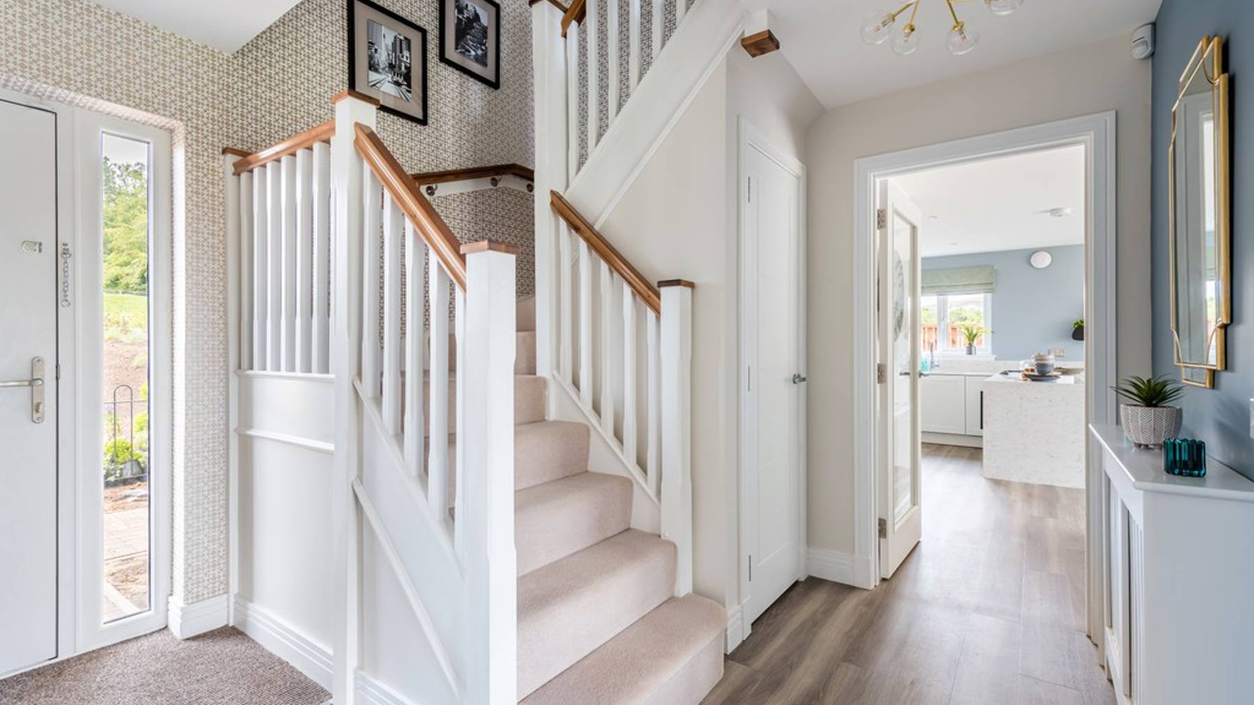 5 bedroom showhome | welcoming hallway with cloakroom and access to lounge and kitchen