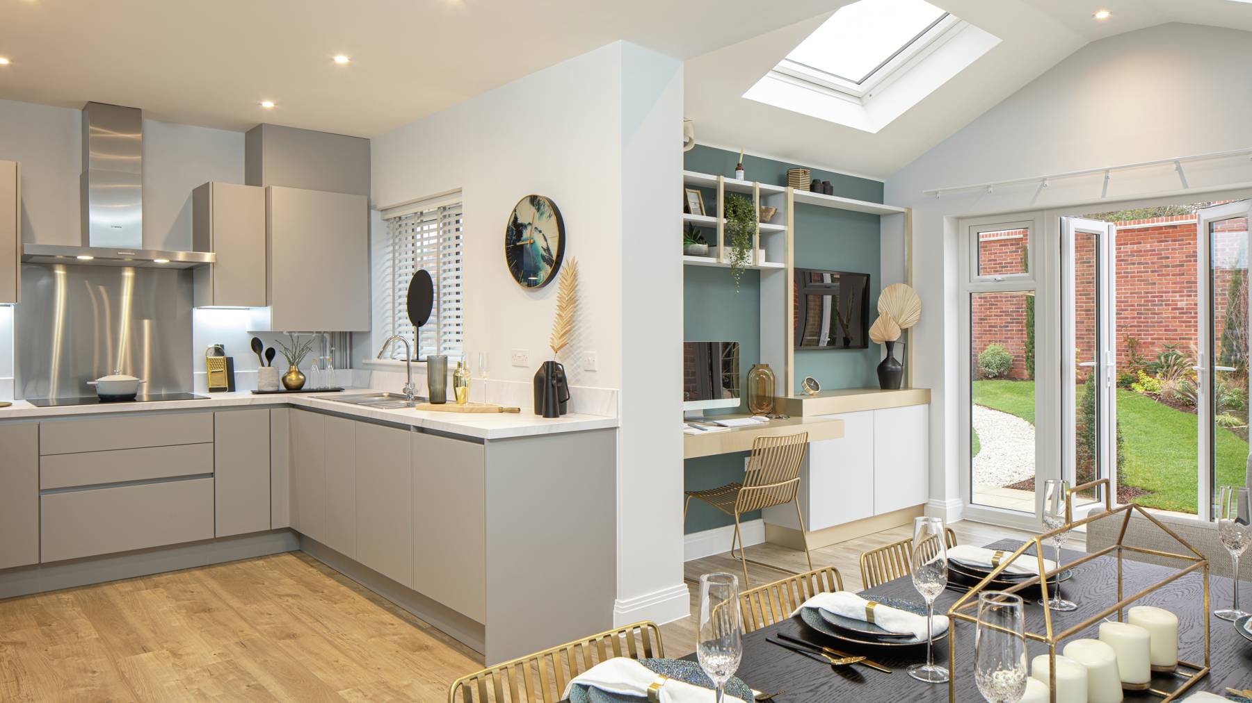 Aylett's Green, Kelvedon - Plot 1, kitchen/dining/living area | Cala Homes for sale in Essex