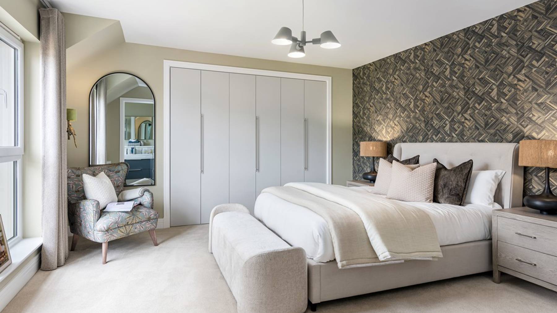 5 bedroom showhome | impressive bedroom with en-suite, Juliet balcony and fitted wardrobes as standard 