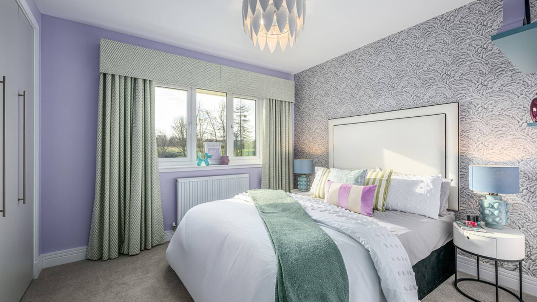 5 bedroom showhome | bedroom with fitted wardrobes and homely décor